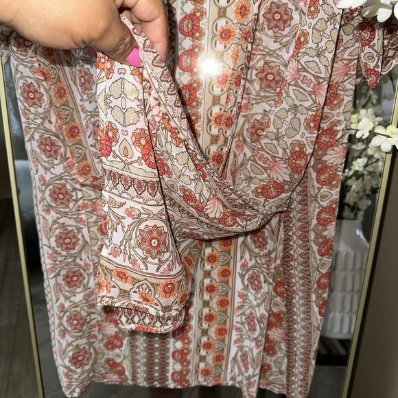 Ambiance  Sheer Long Floral Print Kimono Coverup Duster Size‎ S Fits Most - Picture 5 of 6